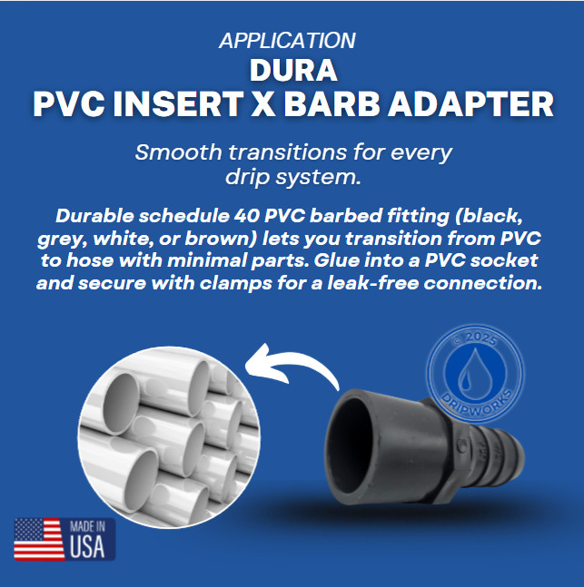 5 Pack 2" PVC Insert x 2" Barb Adapter