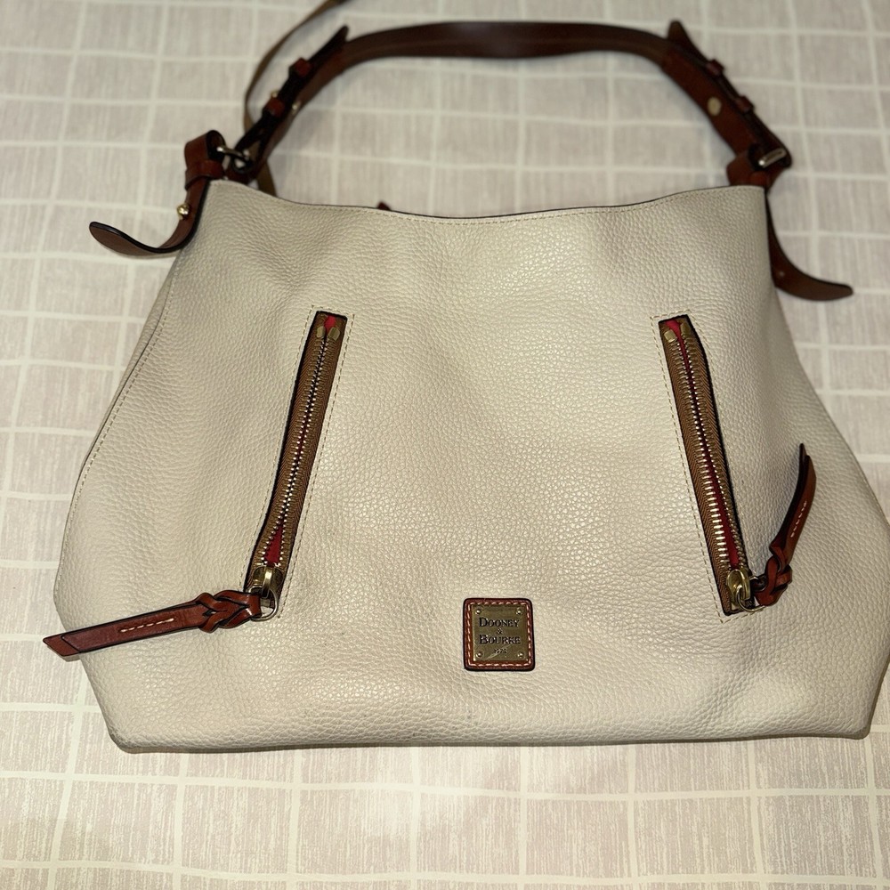Dooney & Bourke Cooper Hobo Pebbled Bone Shoulder Bag