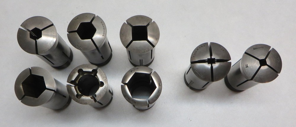 HARDINGE 5C COLLETS HEX AND SQUARE 8 PIECES " ALL USED"