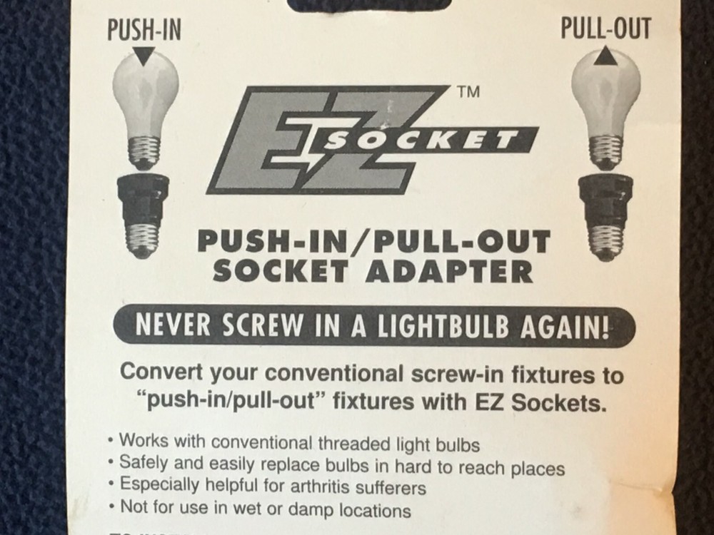 Four (4) Push-N-Pull EZ™ Light Bulb Socket Adapters●"Spring Pressure System"●New
