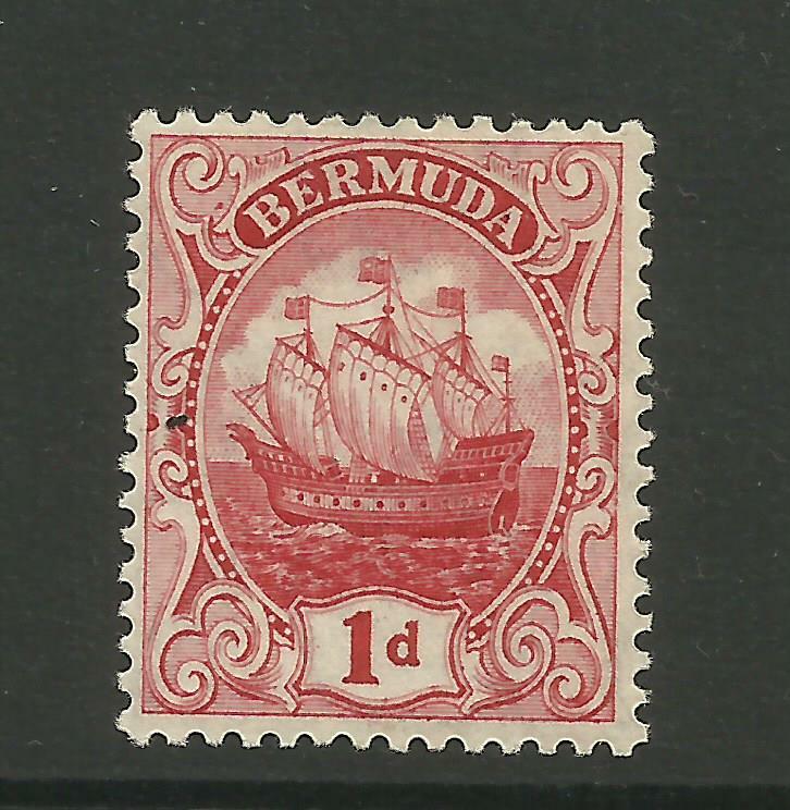 Bermuda 1922/34 Sg 79 1d Scarlet (Multi Script CA perf 14) M/Mint with gum.