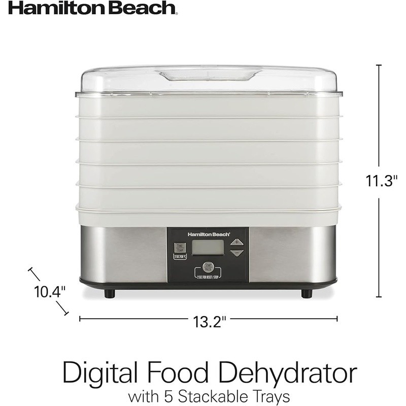 5 Stackable Trays Food Dehydrator Digital Timer Adjustable Temp Auto Shutoff New