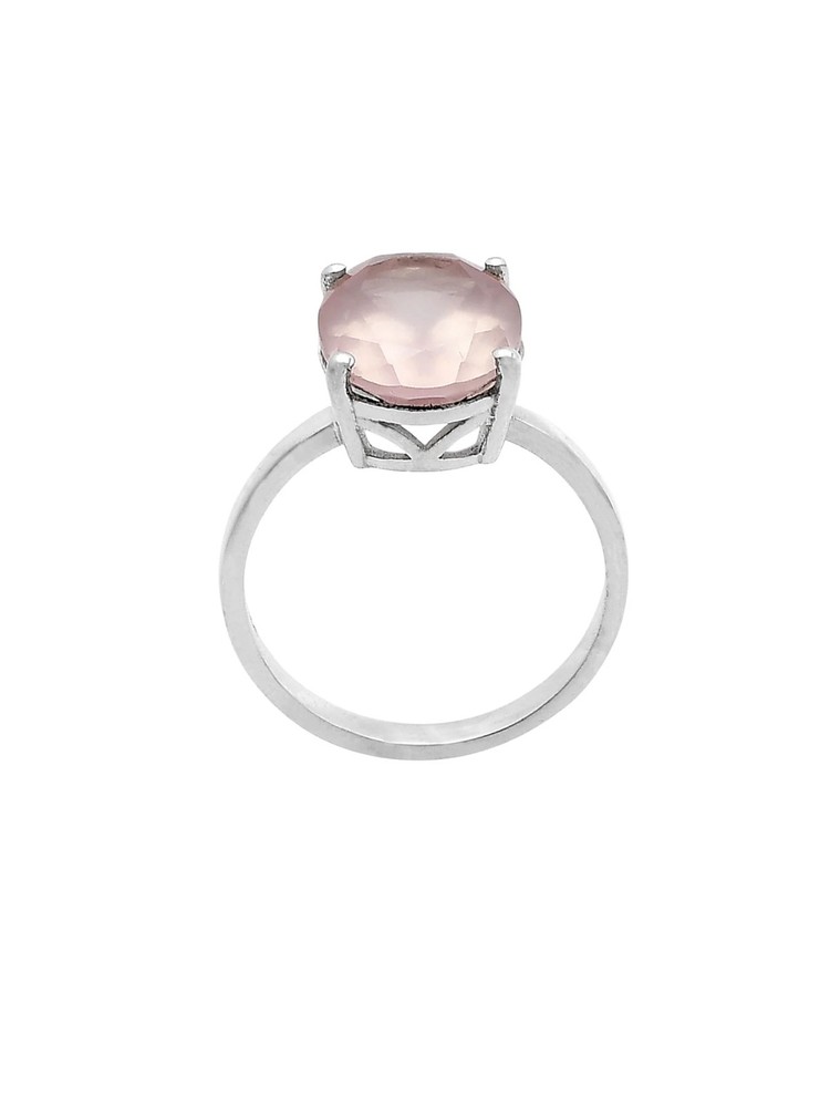Rose Quartz Solid 925 Sterling Silver Ring 7.5