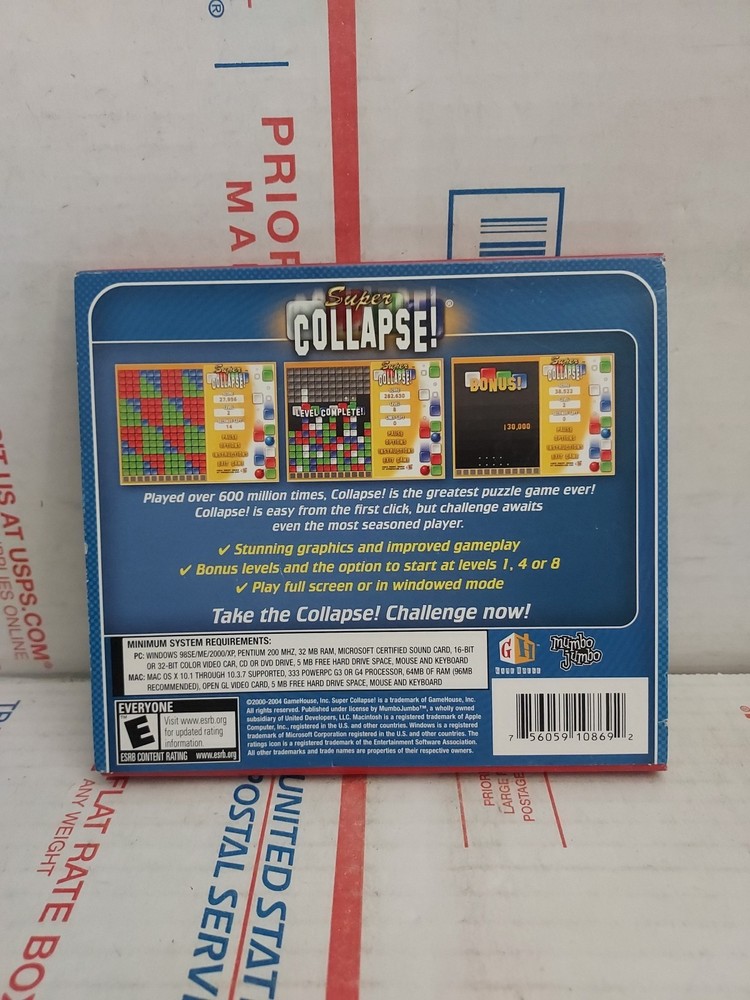 Super Collapse! CD-ROM Software for PC and Mac Good Used No Keycode - #177