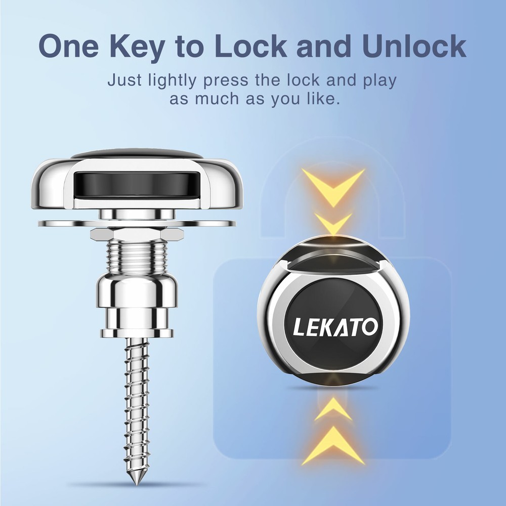 LEKATO Guitar Strap Button Lock Quick Release Security Anti-Rust Metal 2pcs