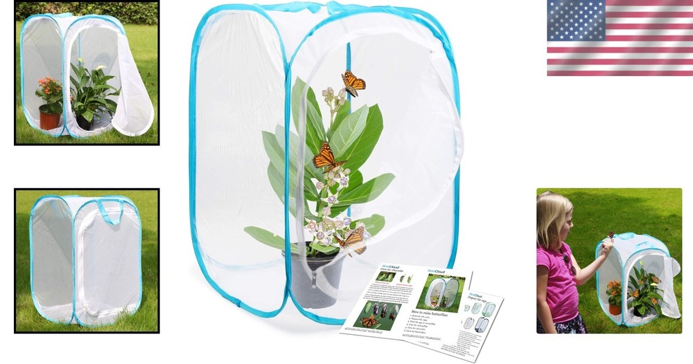 Clear Mesh Butterfly Habitat Terrarium - Interactive 24in Cage for Learning