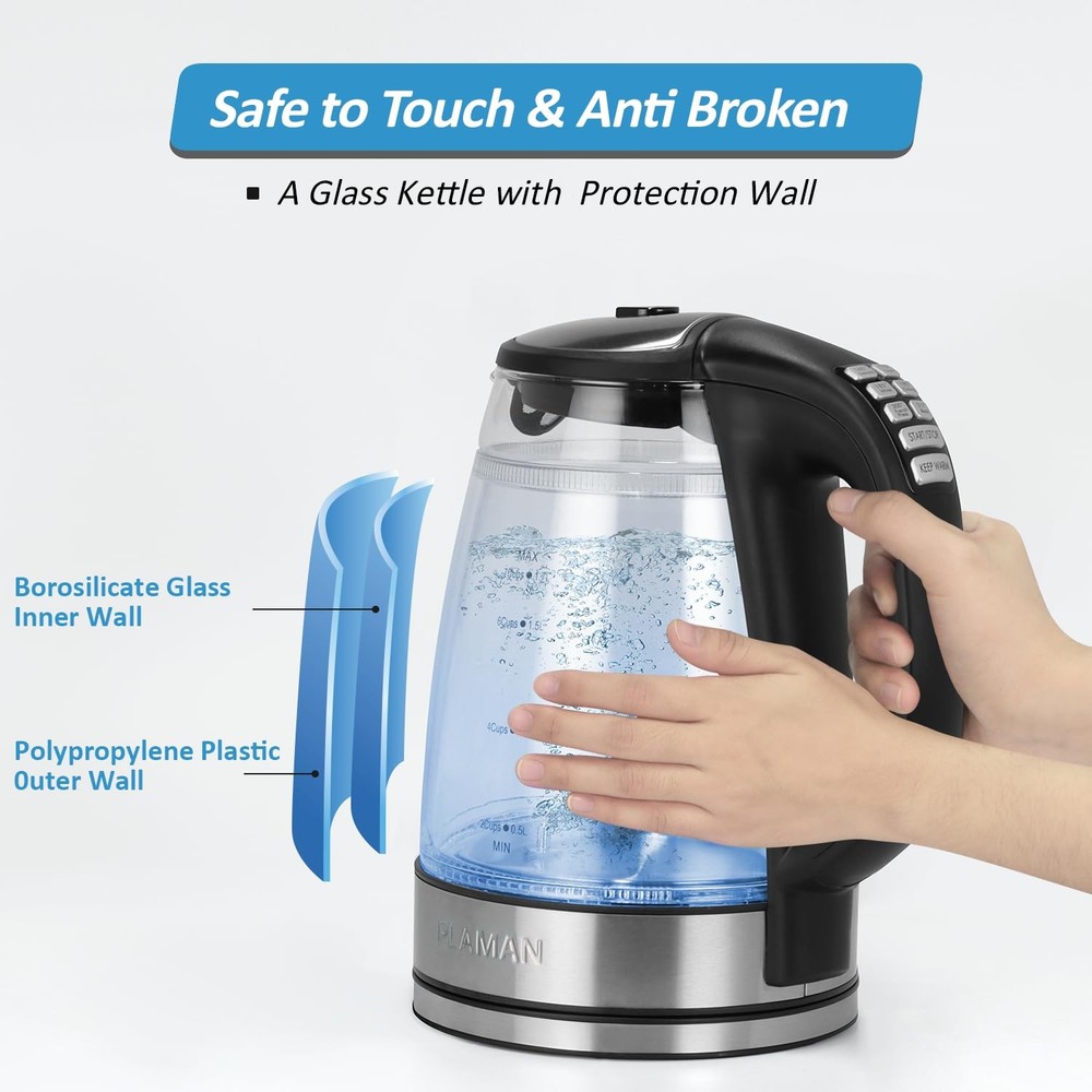 1500W Electric Kettle with Temperature Control - 6-Temp Presets for Tea/Coffe...