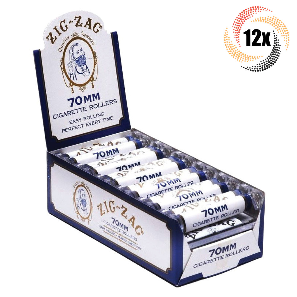 Full Box 12x Rollers Zig Zag White Roller Machine | 70MM | + 2 Rolling Tubes!