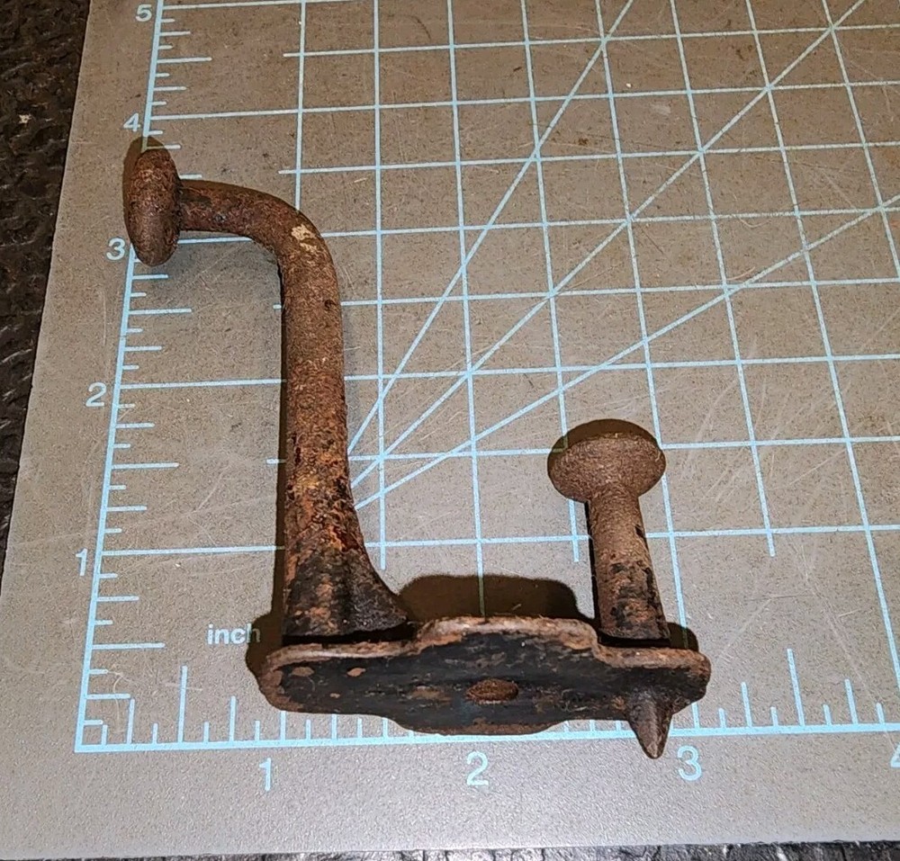 Antique Cast Iron Mushroom Tip Double Coat Hat Hook - gwB1