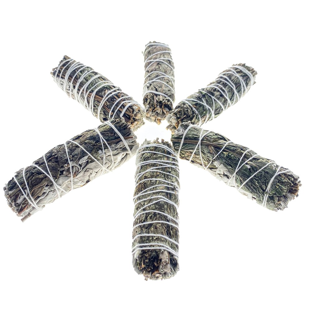 Smudge Stick - 4" Peppermint & White Sage Bundle with Instructions - Stress