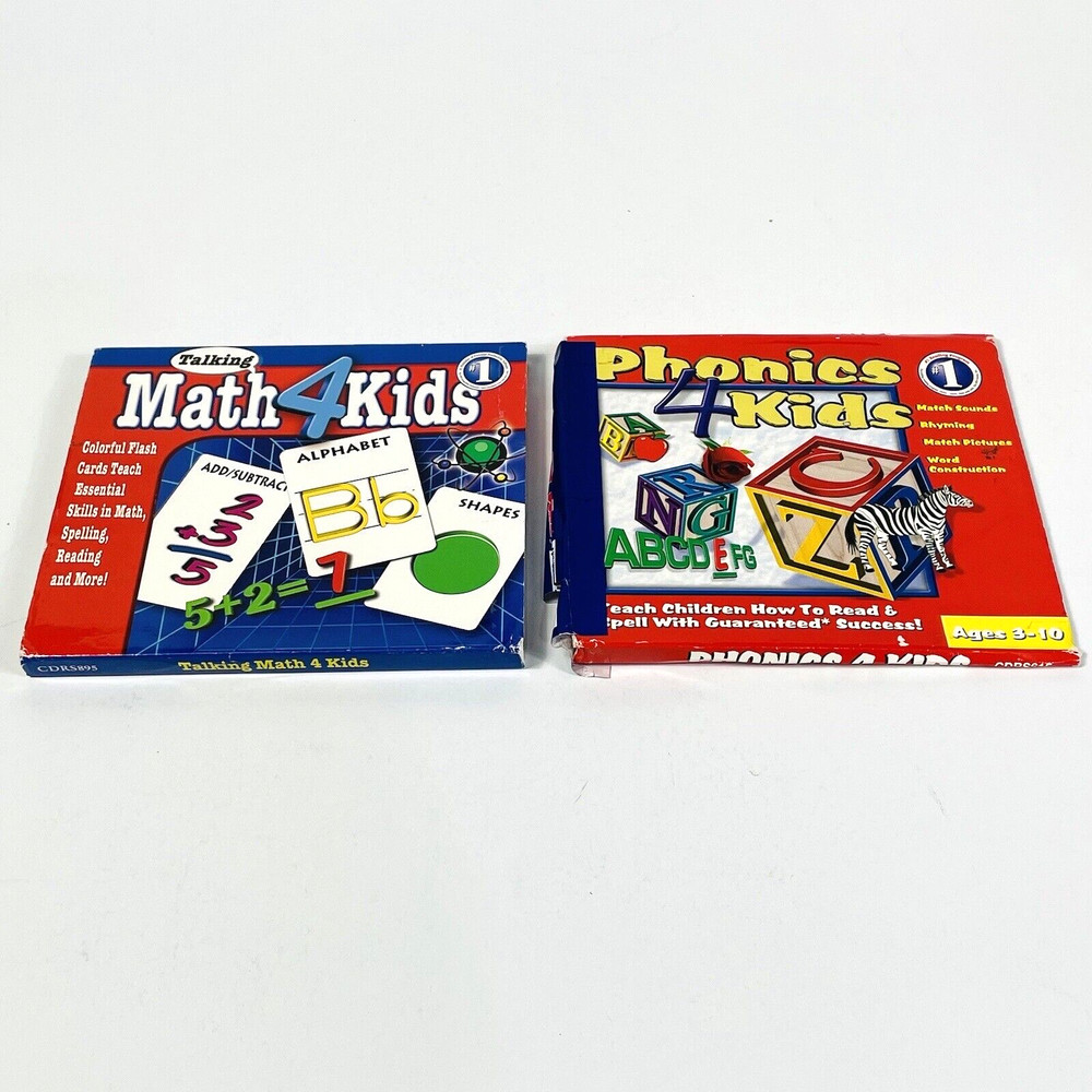 Phonics 4 Kids and Math 4 Kids PC CD-ROM Software Educational Software