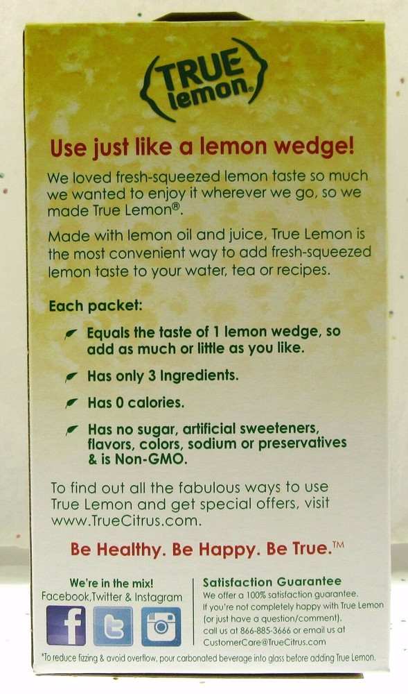 True Lemon ~ Crystallized Lemon ~ Real Flavor From Real Fruit ~ 50 Packets
