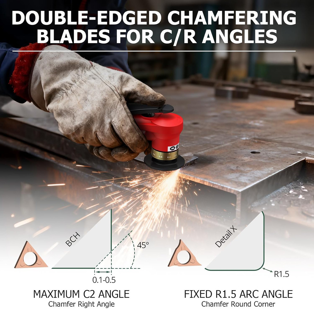Upgraded Air Chamfer Tool with Straight Guide Plate Mini Pneumatic Chamfering Ma