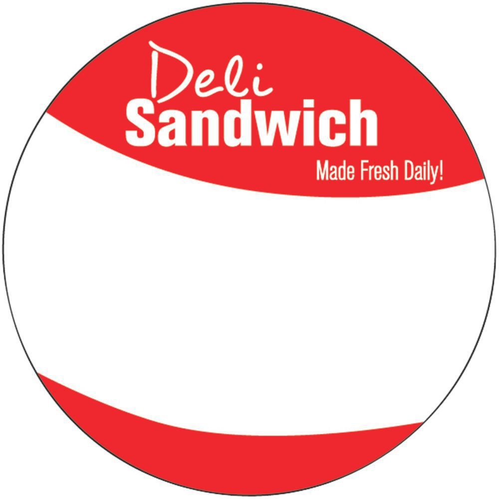 HUBERT® Deli Sandwich Labels Red Write-in Style - 2"Dia