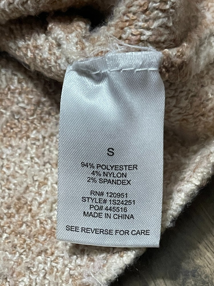 PINK ROSE Sweater, Women's Size Small, Brown, Pullover, Crew Neck