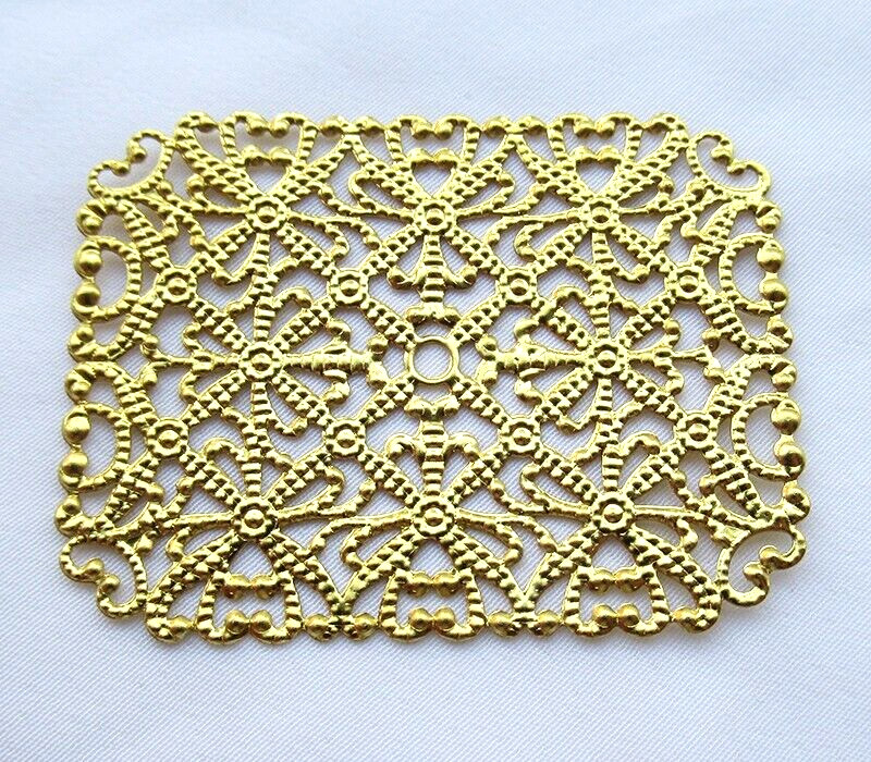 30pcs Rectangular Stamping 53x41mm Decorative Brass Filigree DIY Crafts