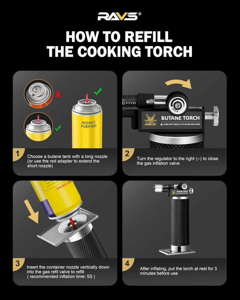 Butane Torch Lighter, DUAL Flame Mode Kitchen Torch, Refillable Cooking Torch...