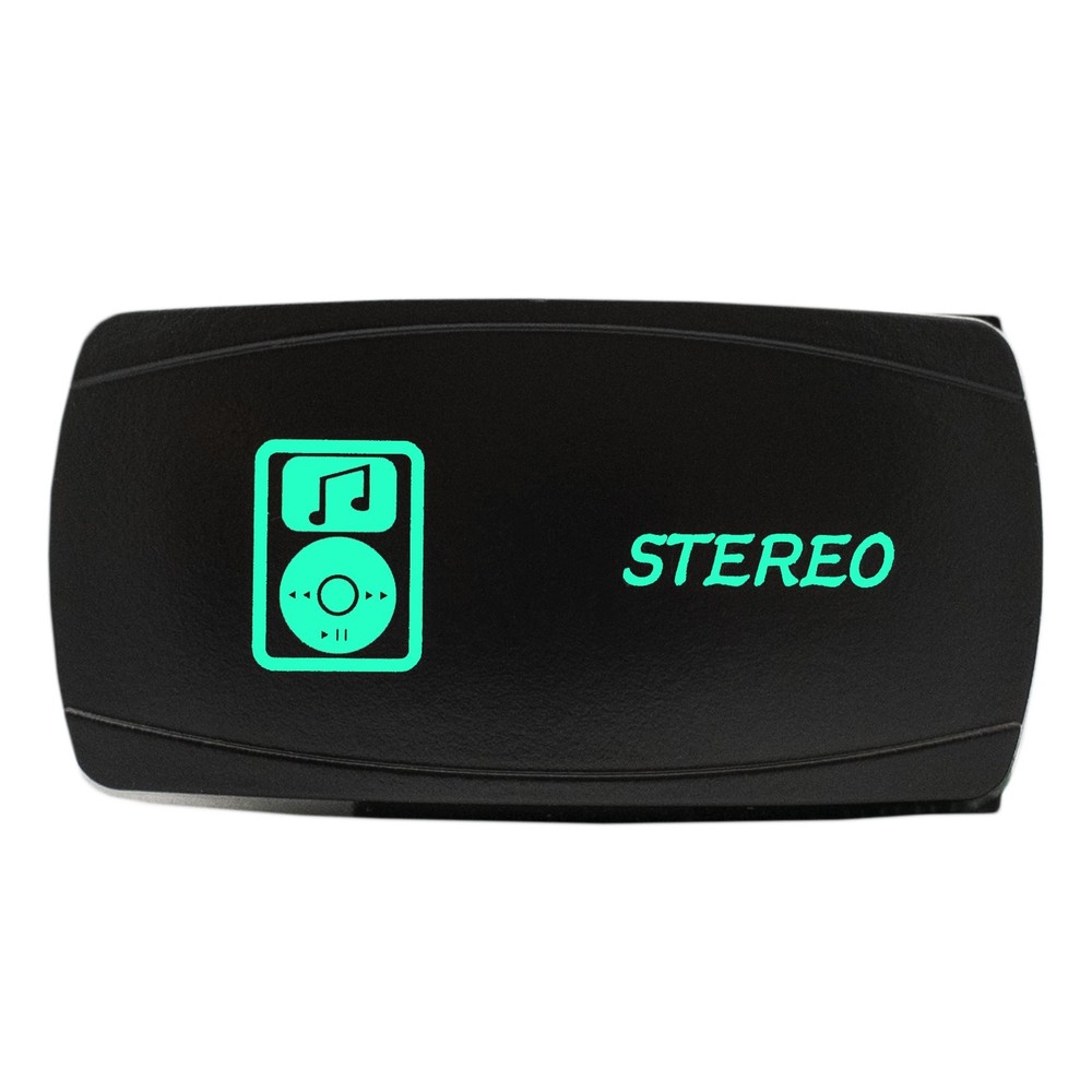 GREEN Dual Back-lit Rocker Switch Laser Etched 20A STEREO Horizontal