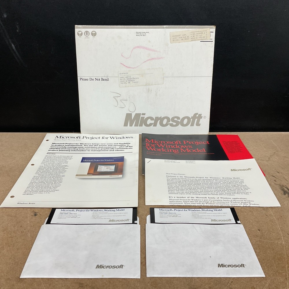 Microsoft Project For Windows Working Model 5.25 Inch Floppy Vintage Computing