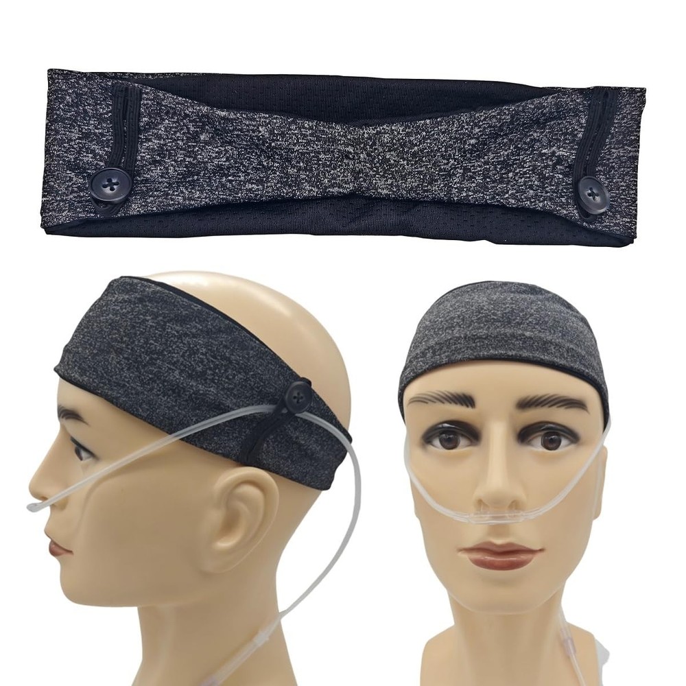 Comfortable Oxygen Nasal Cannula Ear Protector Grey and White Stripes