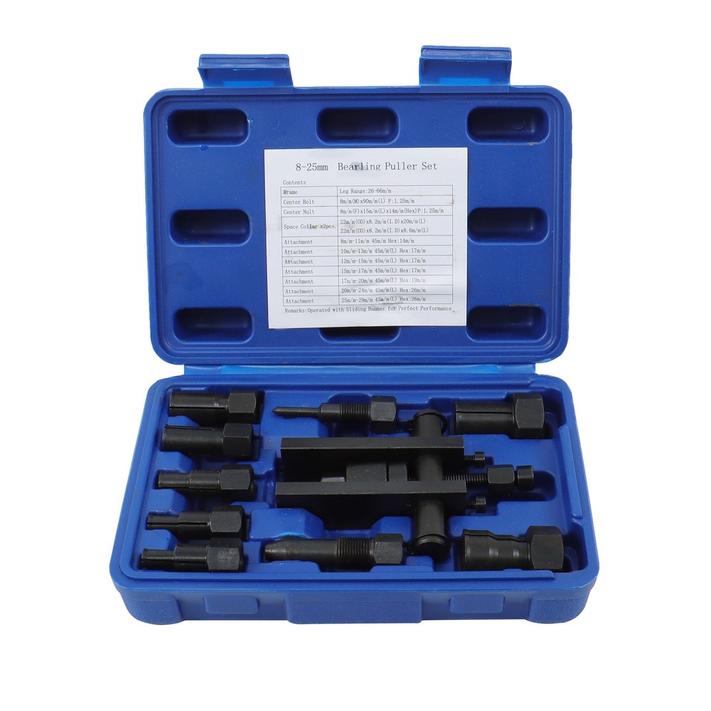 10Pcs 8-25MM Motorcycle Inner Bearing Puller Set Inner Bearing Puller Set w/ Box