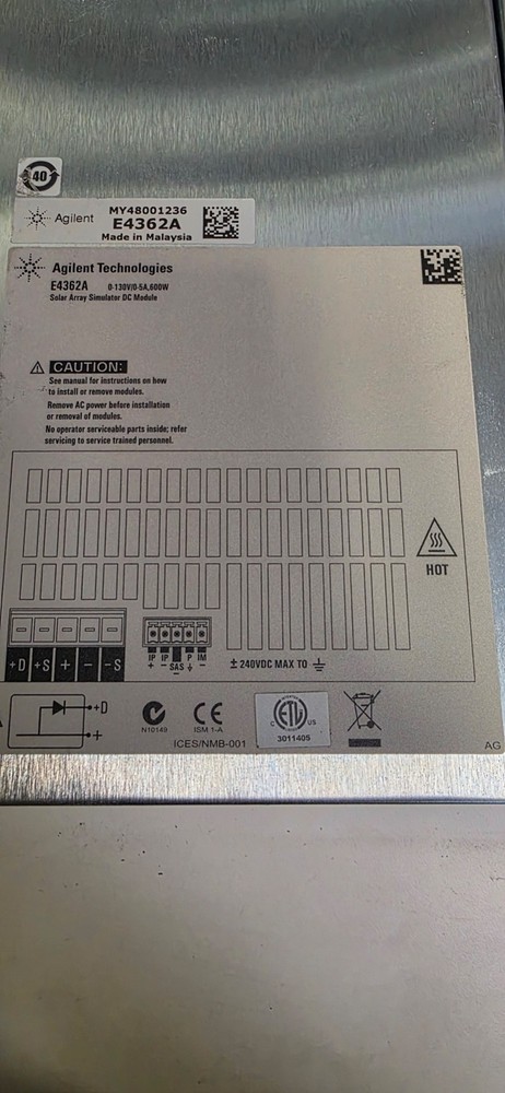 Agilent E4360A Modular Solar Array Simulator (2) Modules (1) E4361A (1) E4362A