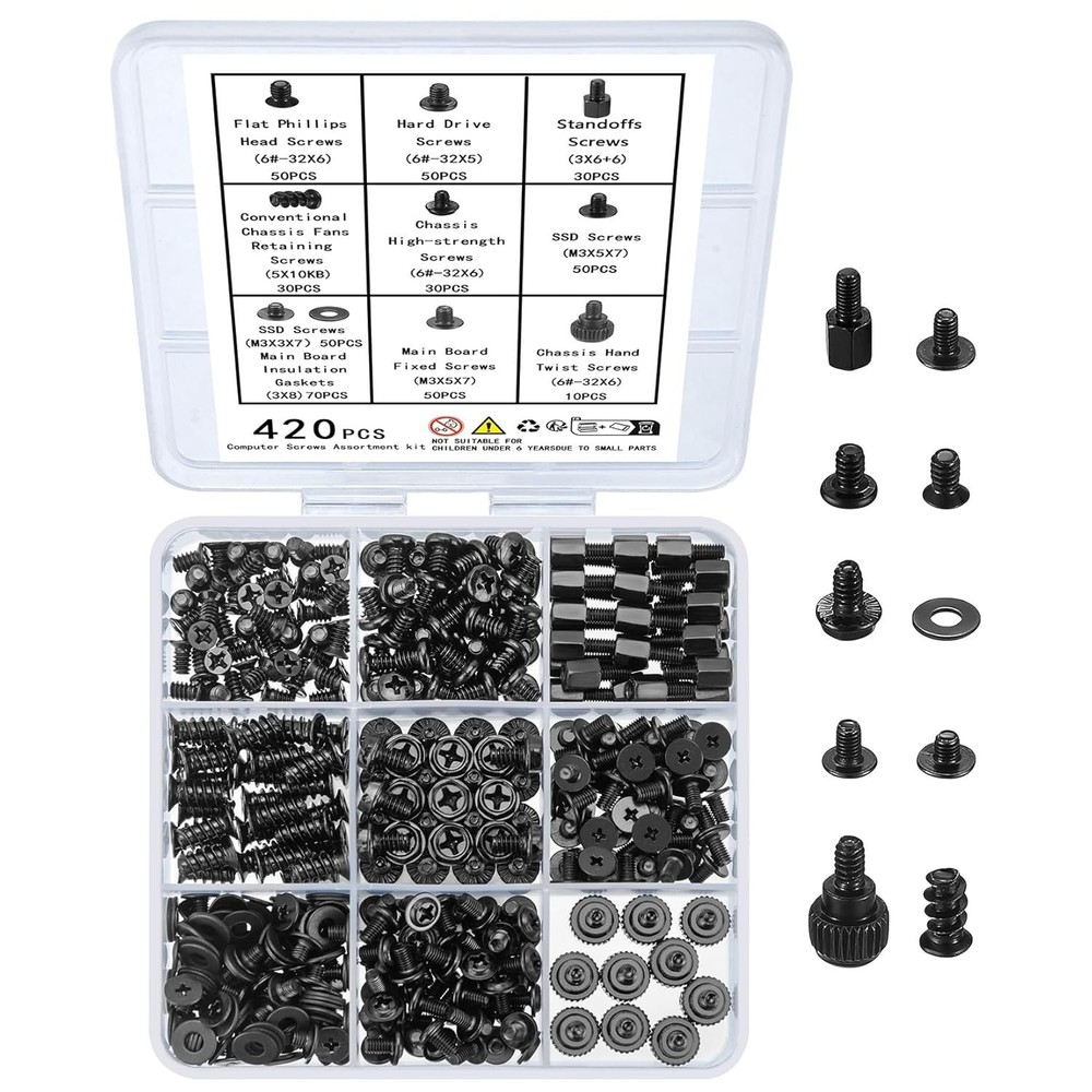 Versatile 420-Piece Computer Standoff and Screw Set - Rust-Resistant & Durable
