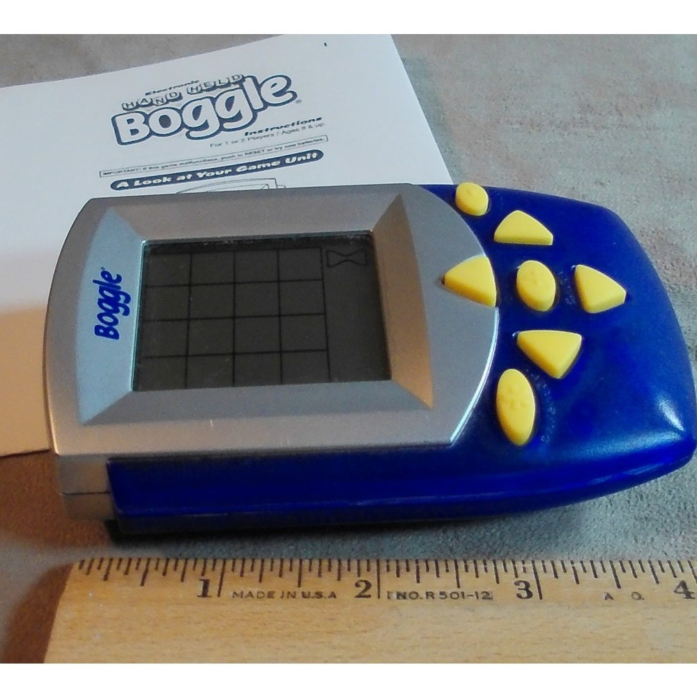 Electronic Handheld Boggle Works 2002 Hasbro Parker Bros Blue