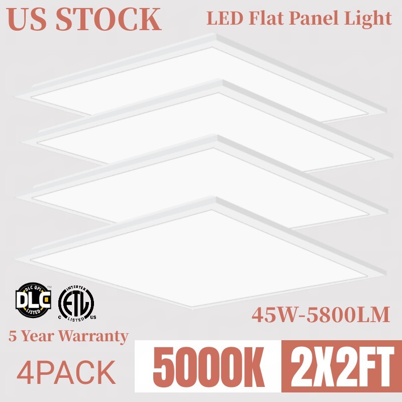 2x2FT LED Flat Panel Light 40W 5000K Daylight Drop Ceiling Lights 4Pack