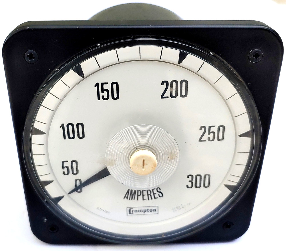 Crompton Instruments 0-300 AC Amp Meter 4-1/4" Square Panel Mount Made in Canada