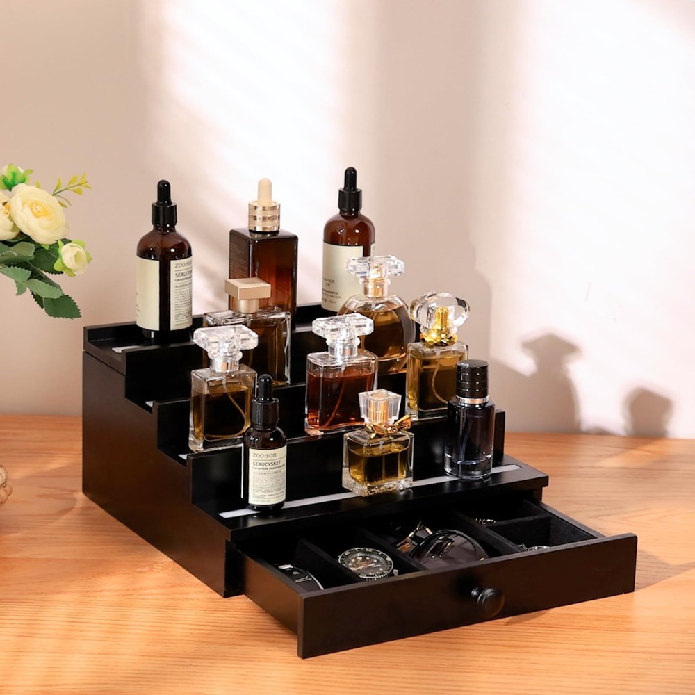 -Lighted Cologne Organizer for Men: Multi Lighting Modes Perfume Organizer wi...