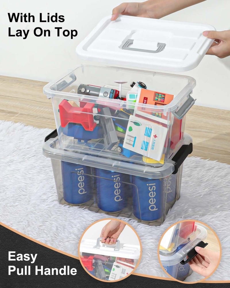 NUMIFUN Plastic Storage Bins with Lids 6 Pack Storage Organizer, 7 Quart Stac...