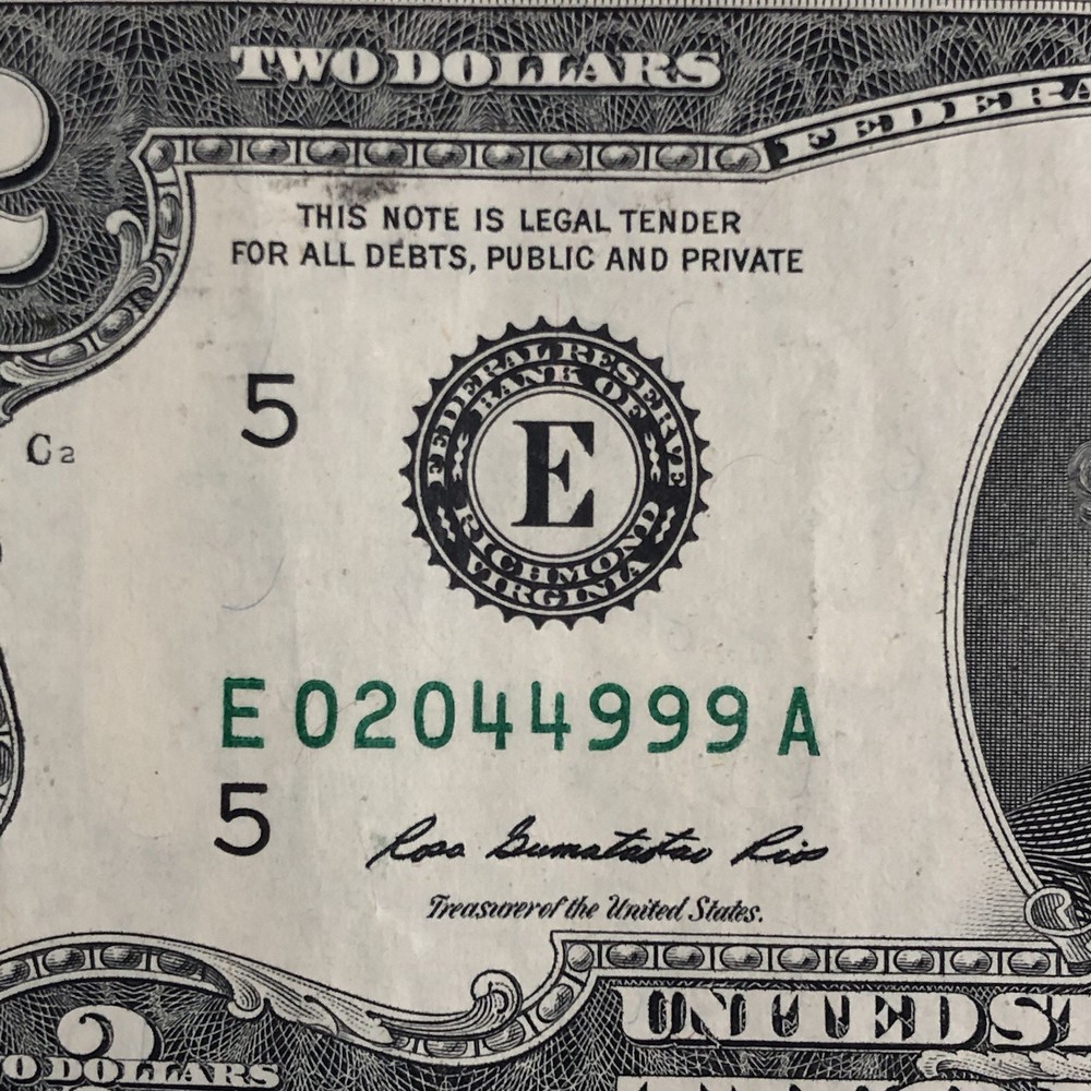 2013 $2 Ink Error - Inkwell Contamination Error Both Serial Numbers And Seal
