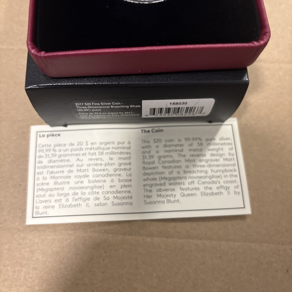 2017 $20 Breaching Whale - Pure Silver Coin