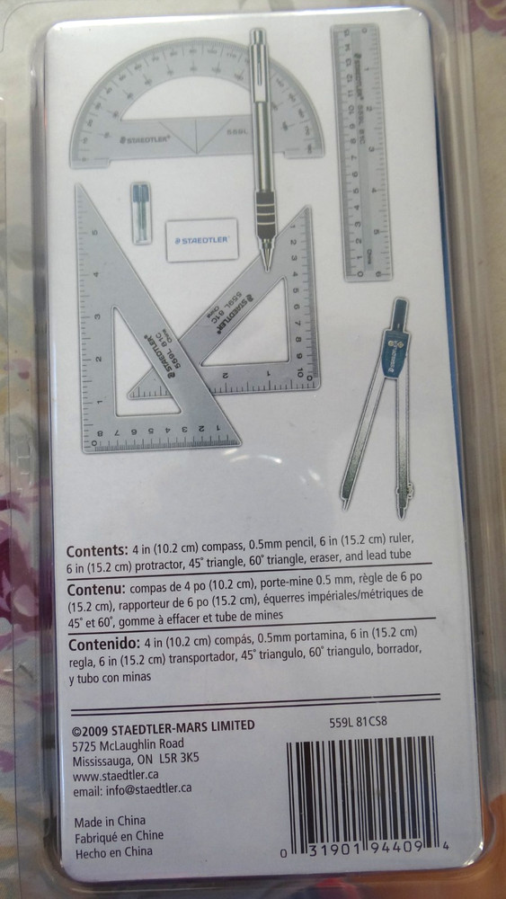 NEW 8 PIECE STAEDTLER GEOMETRY SET INCLUDES PROTRACTOR, COMPASS, RULER & OTHERS