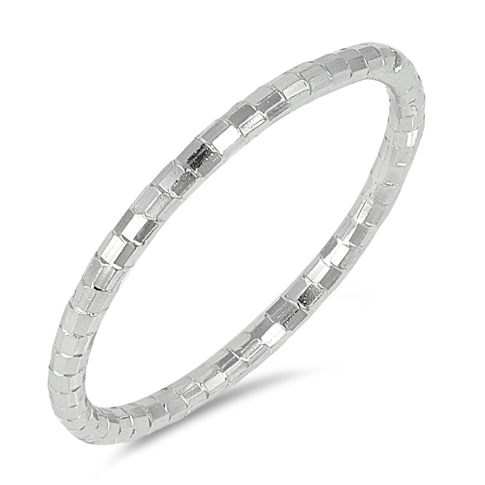 Diamond Cut Thin Stackable Wedding Ring .925 Sterling Silver Band Sizes 3-12NEW