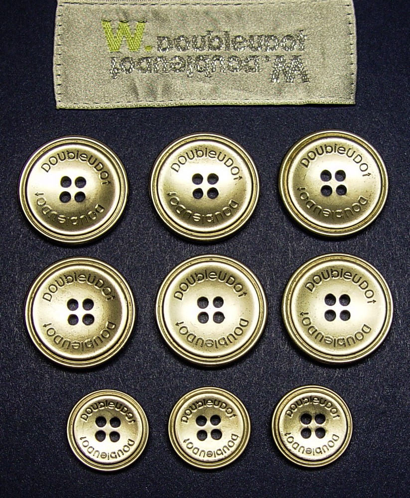 W.DOUBLEUDOT replacement buttons 9 Metallic effect plastic button good used cond