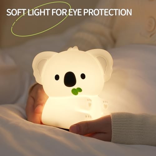 Night Light, 7 Colors Dimmable Bedside Lamp, Touch Control Night Lamp Koala