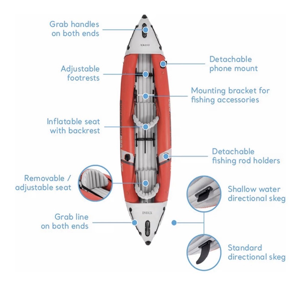 Intex 68309EP Excursion Unisex's Excursion Pro K2 Inflatable Kayak - Red