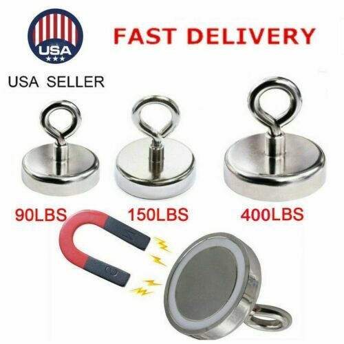 Fishing Magnet Neodymium Super Pull Force Hook Retrieving Treasure Hunt +/ Rope