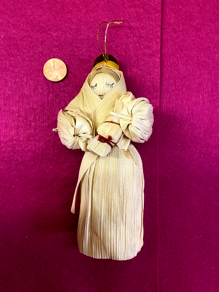 Corn Husk Virgin Mary with Child - Vintage