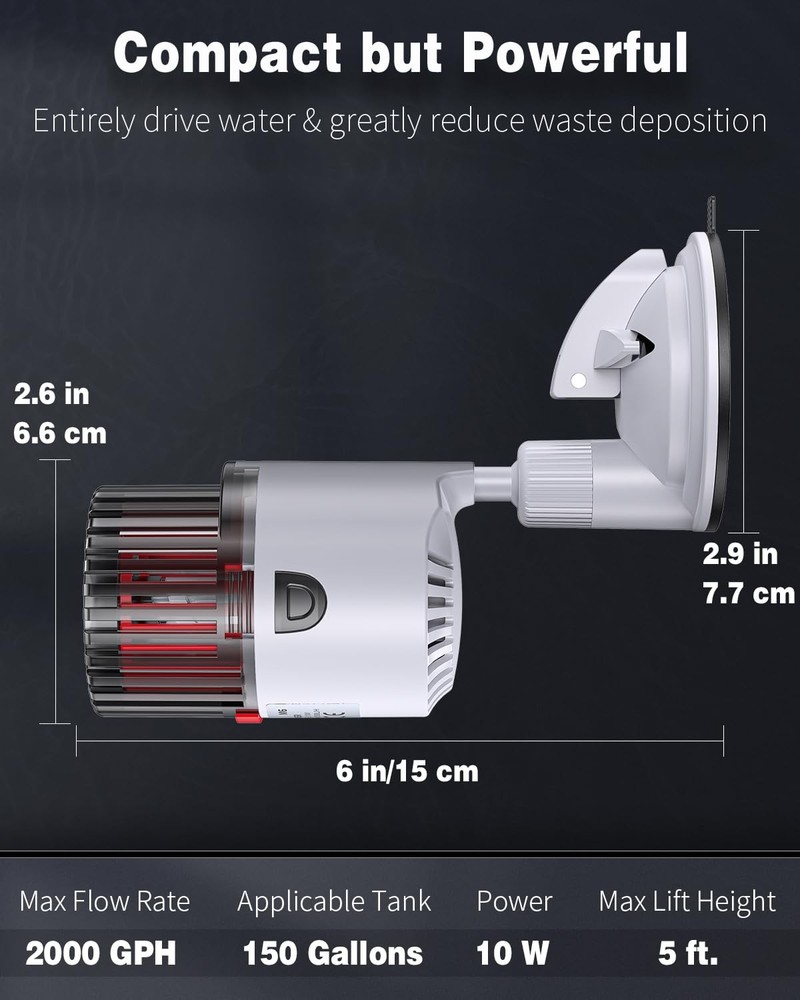 Pawfly Aquarium Wave Maker for Fish Tanks up to 150 2000GPH(Basic), White
