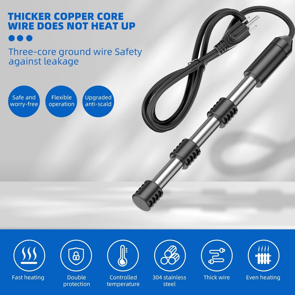 2000W Portable Immersion Water Heater, Made with 304 Stainless Steel and Safe...