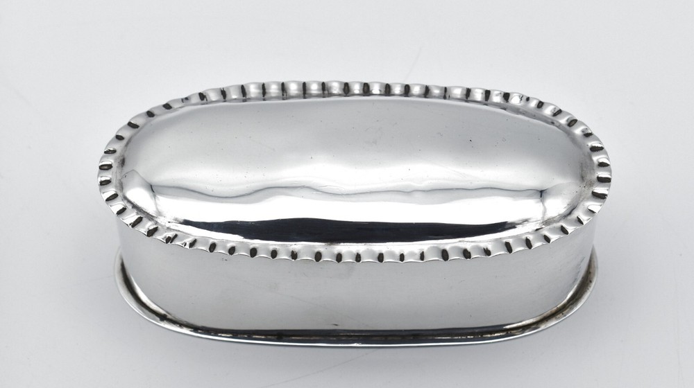 Antique Victorian Solid Silver Trinket Box Jewellery Box Table Snuff 1899