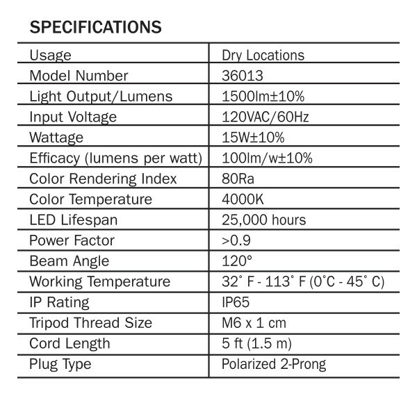 Titan 36013 1500 Lumen LED Work Light