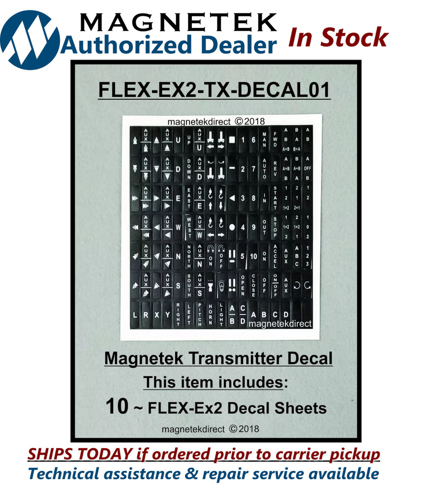 $14 ea sheet 10 pack Magnetek FLEX-EX2-TX-DECAL01 Transmitter PB Decal Labels