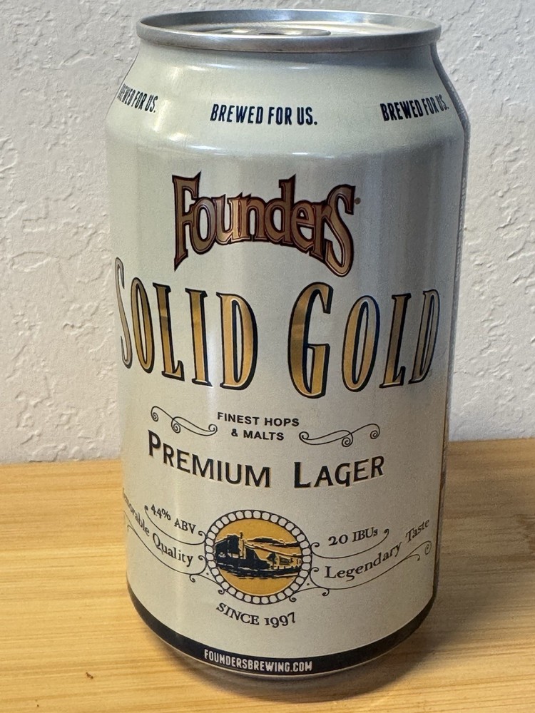 Founders Solid Gold Lager Beer - Empty Beer Can Bottom Opened