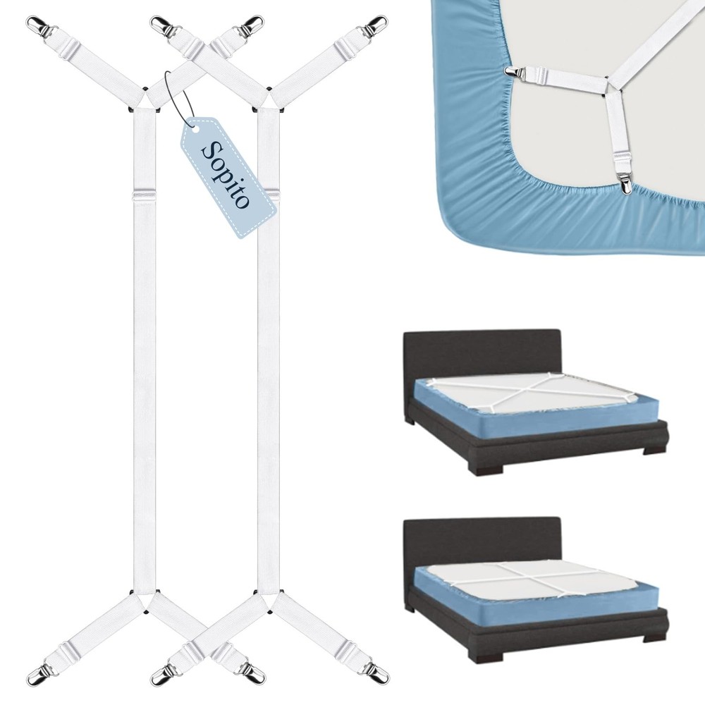 2PCS Sheet Straps Adjustable Bed Sheet Fasteners Non Slip Clips
