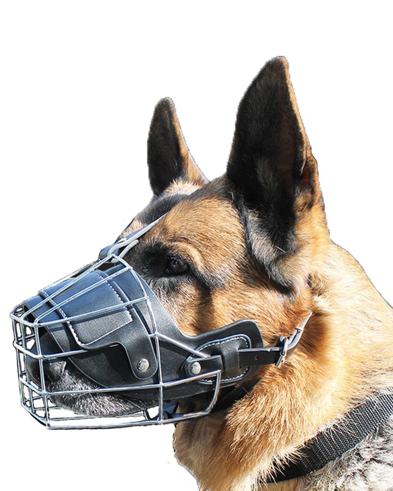 Dog Muzzle for Large Dogs, German Shepherd Muzzle with Adjustable Leather Str...