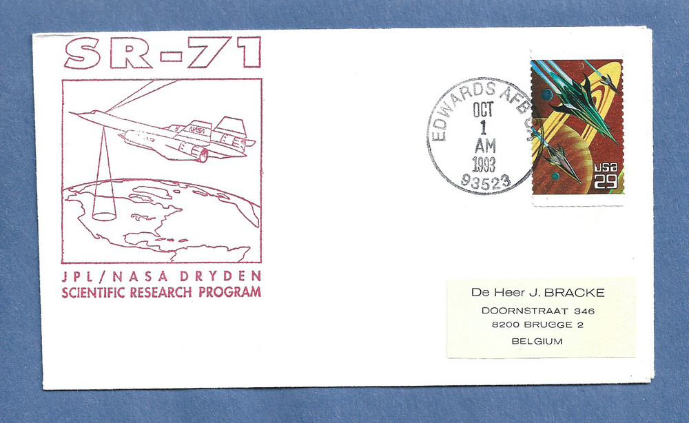 SR-71 RESEARCH PROGRAM OCT 1,1993 EAFB  SPACE COVER  NASA
